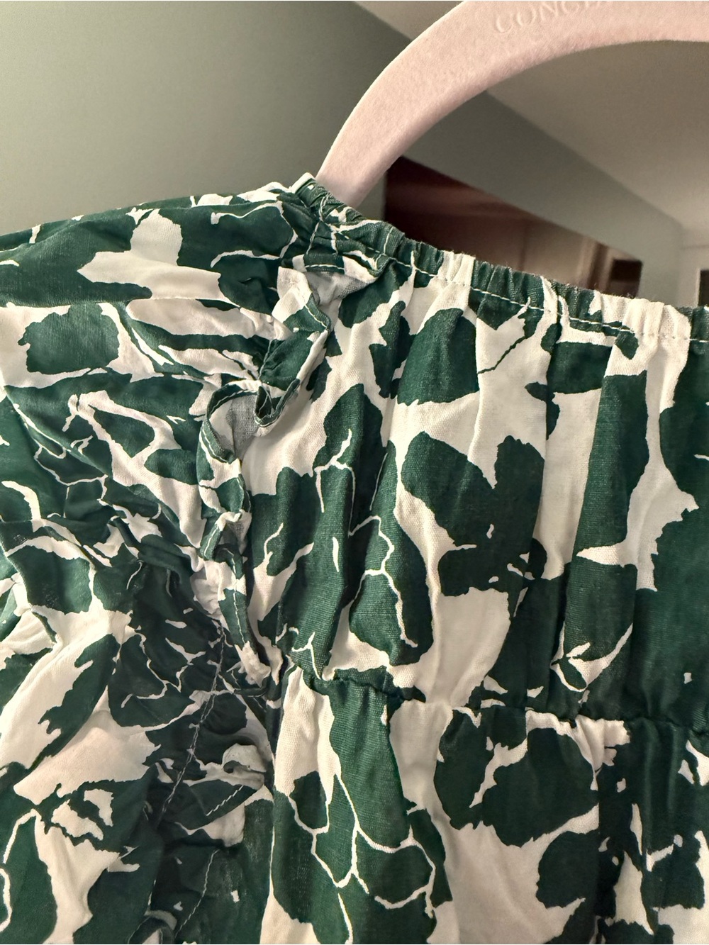 THML Green & White Floral Ruffle Sleeve Blouse - Picture 3 of 4